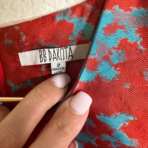 BB Dakota Halsey Fit and Flare Dress Red and Blue Size 2 - Picture 7 of 7